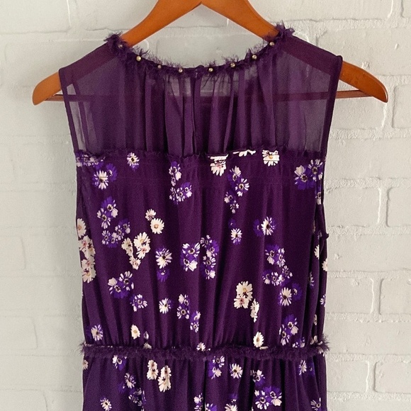 Vintage Y2K Juicy Couture Mini Dress floral print Purple/Cream Mesh Studds S - Picture 8 of 12